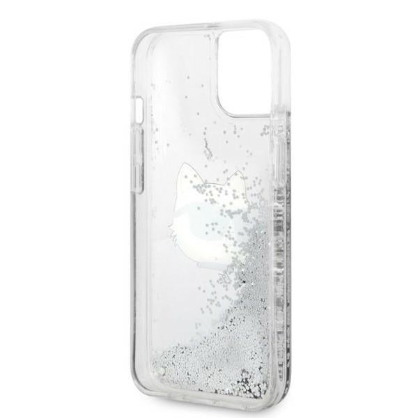 Fodral för Apple iPhone 14 Plus, Karl Lagerfeld, Glitter Choupette's Head, Silver