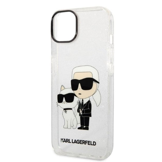 Fodral för Apple iPhone 14 Plus, Karl Lagerfeld, Glitter Karl & Choupette, Transparent