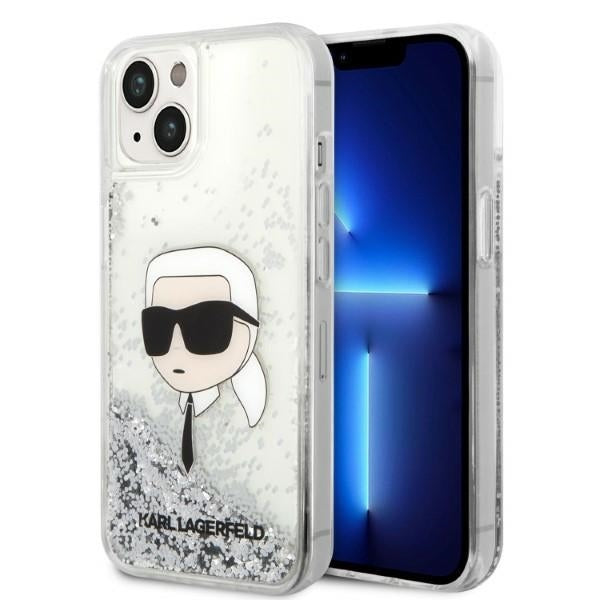 Fodral för Apple iPhone 14 Plus, Karl Lagerfeld, Glitter Karl's Head, Silver