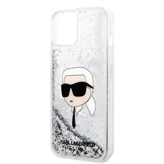 Fodral för Apple iPhone 14 Plus, Karl Lagerfeld, Glitter Karl's Head, Silver