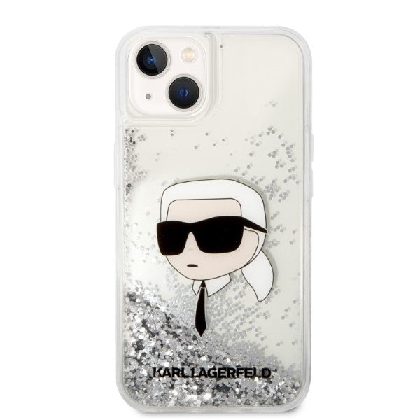 Fodral för Apple iPhone 14 Plus, Karl Lagerfeld, Glitter Karl's Head, Silver