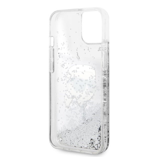 Fodral för Apple iPhone 14 Plus, Karl Lagerfeld, Glitter Karl's Head, Silver