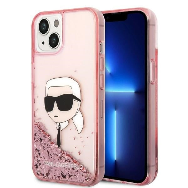 Fodral för Apple iPhone 14 Plus, Karl Lagerfeld, Glitter Karl's Head, Rosa