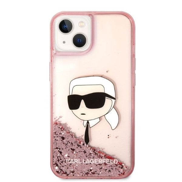 Fodral för Apple iPhone 14 Plus, Karl Lagerfeld, Glitter Karl's Head, Rosa