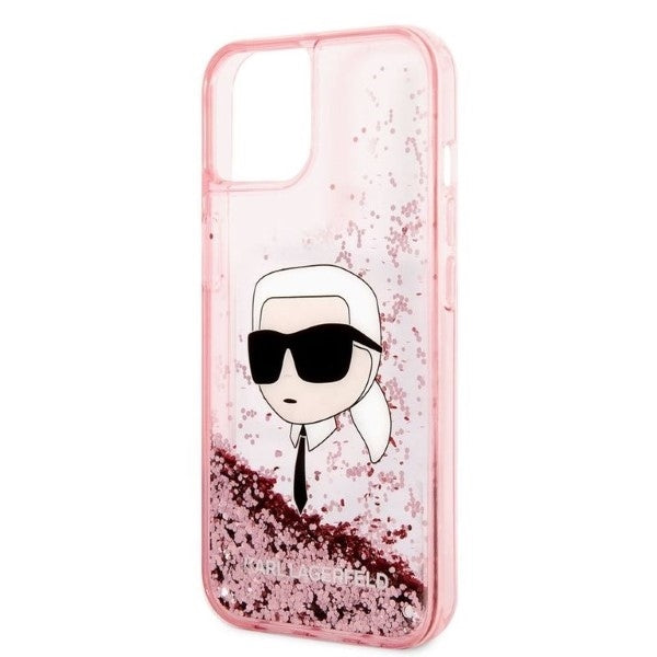 Fodral för Apple iPhone 14 Plus, Karl Lagerfeld, Glitter Karl's Head, Rosa