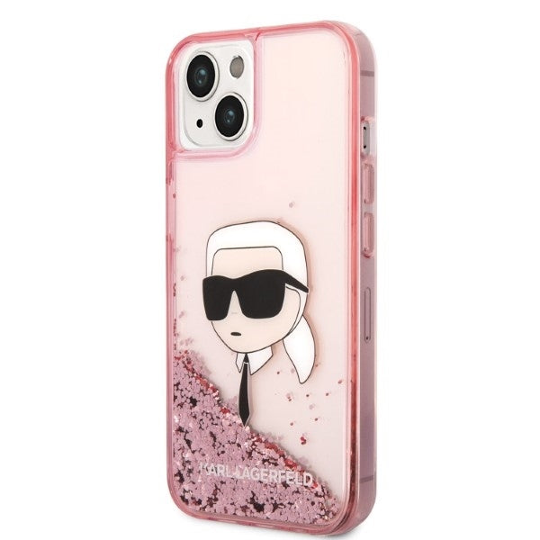 Fodral för Apple iPhone 14 Plus, Karl Lagerfeld, Glitter Karl's Head, Rosa