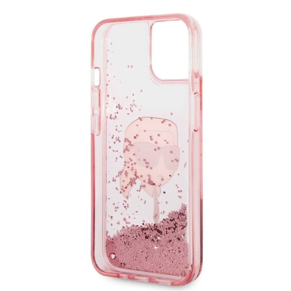 Fodral för Apple iPhone 14 Plus, Karl Lagerfeld, Glitter Karl's Head, Rosa