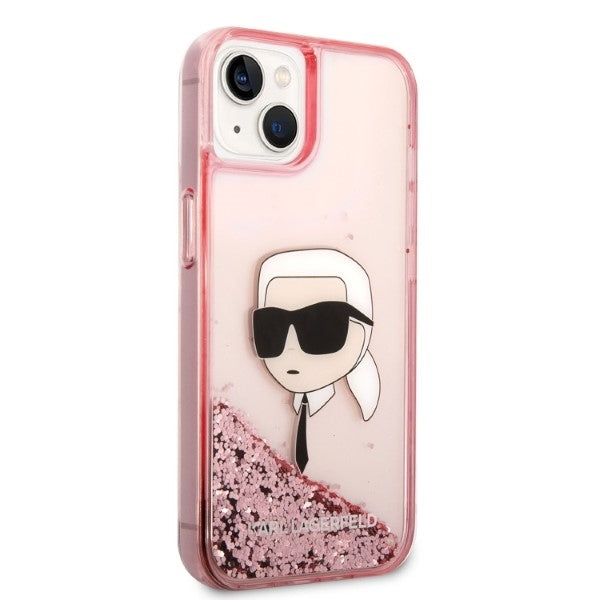 Fodral för Apple iPhone 14 Plus, Karl Lagerfeld, Glitter Karl's Head, Rosa