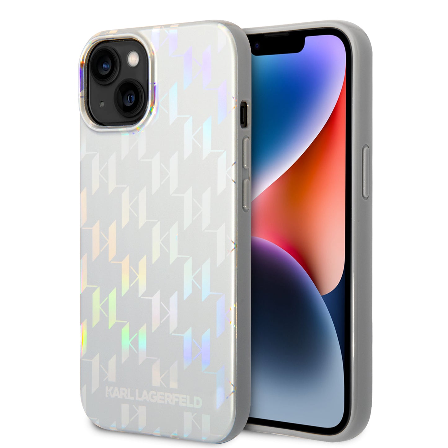 Fodral för Apple iPhone 14 Plus, Karl Lagerfeld, Monogram Iridescent, Silver
