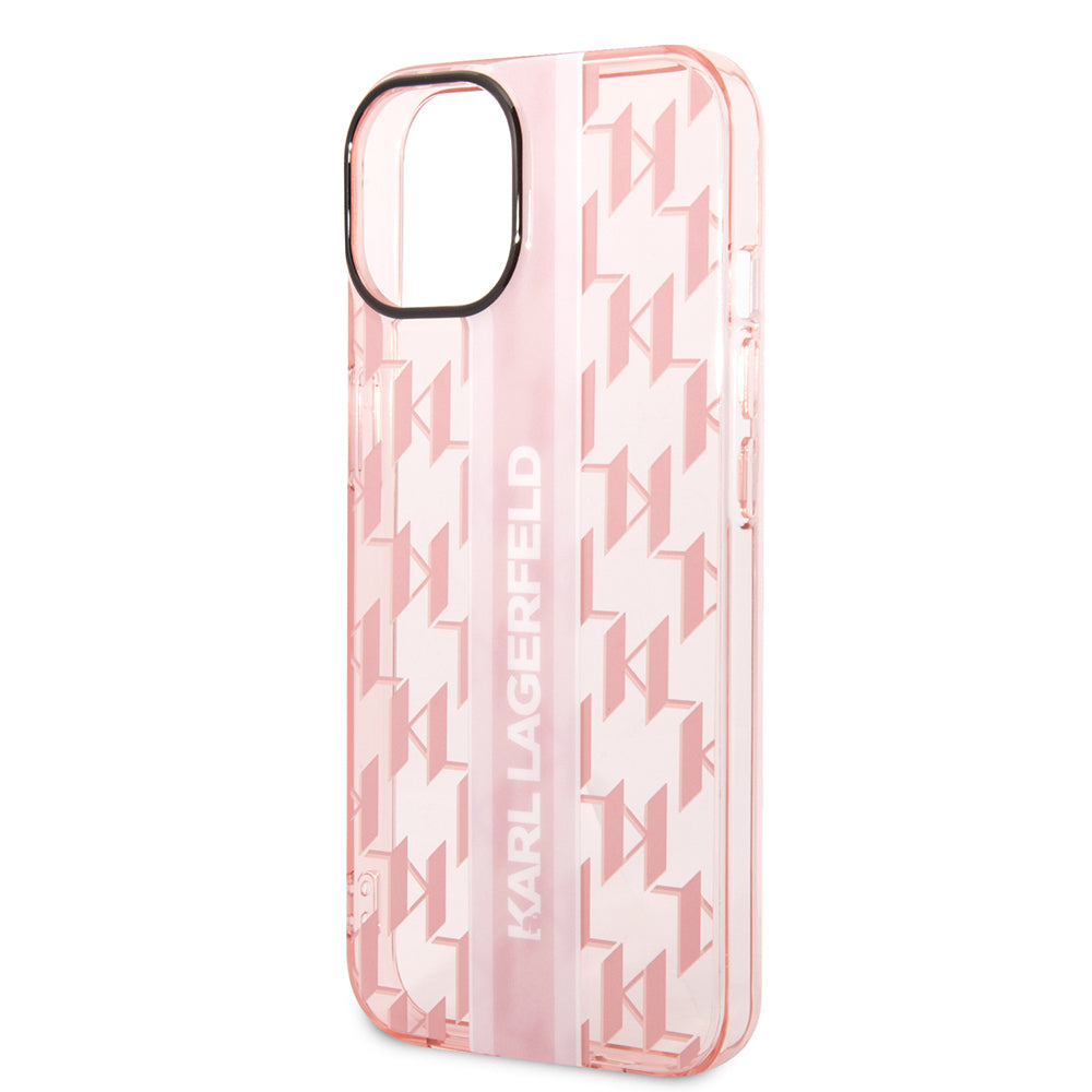 Fodral för Apple iPhone 14 Plus, Karl Lagerfeld, Monogram Stripe, Rosa