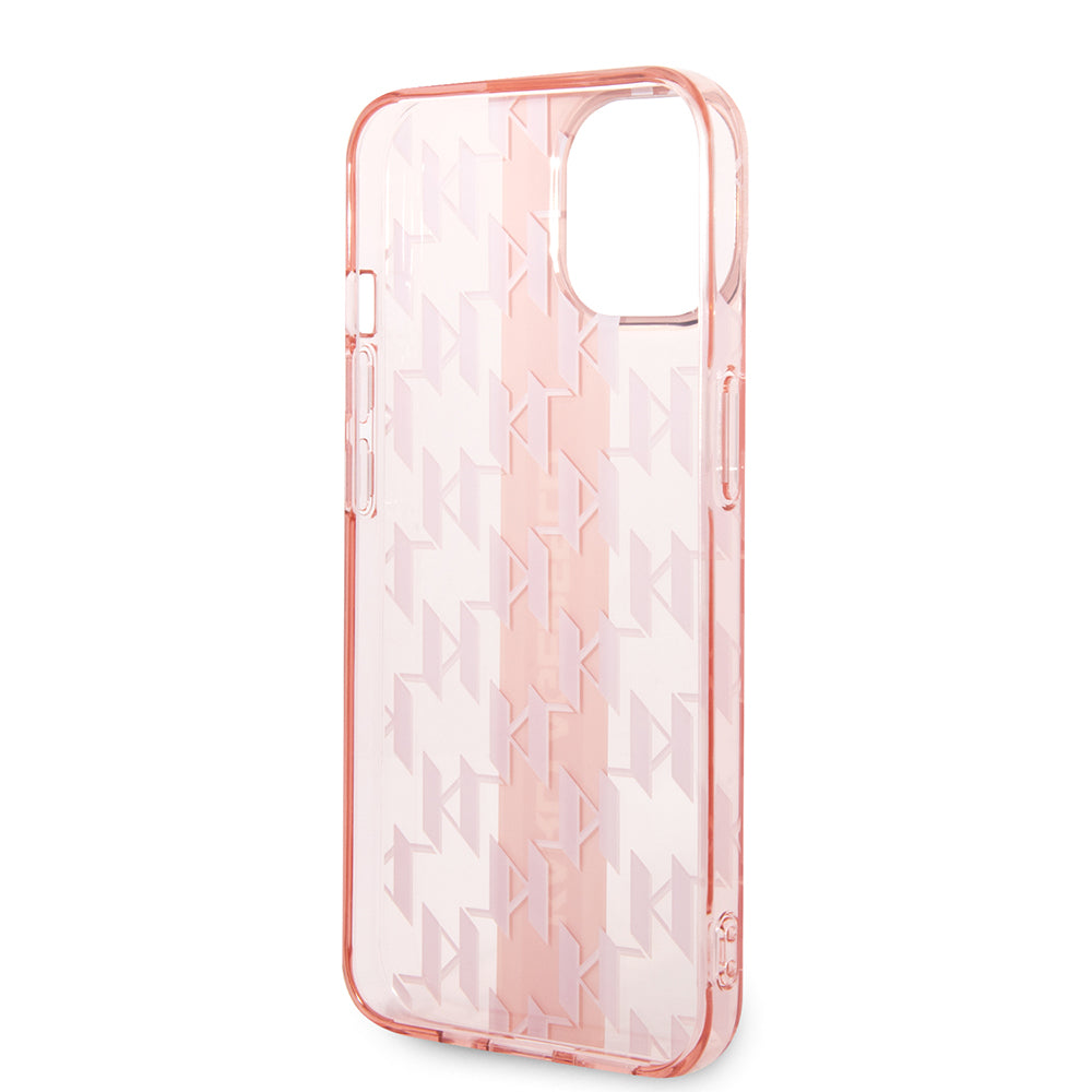 Fodral för Apple iPhone 14 Plus, Karl Lagerfeld, Monogram Stripe, Rosa