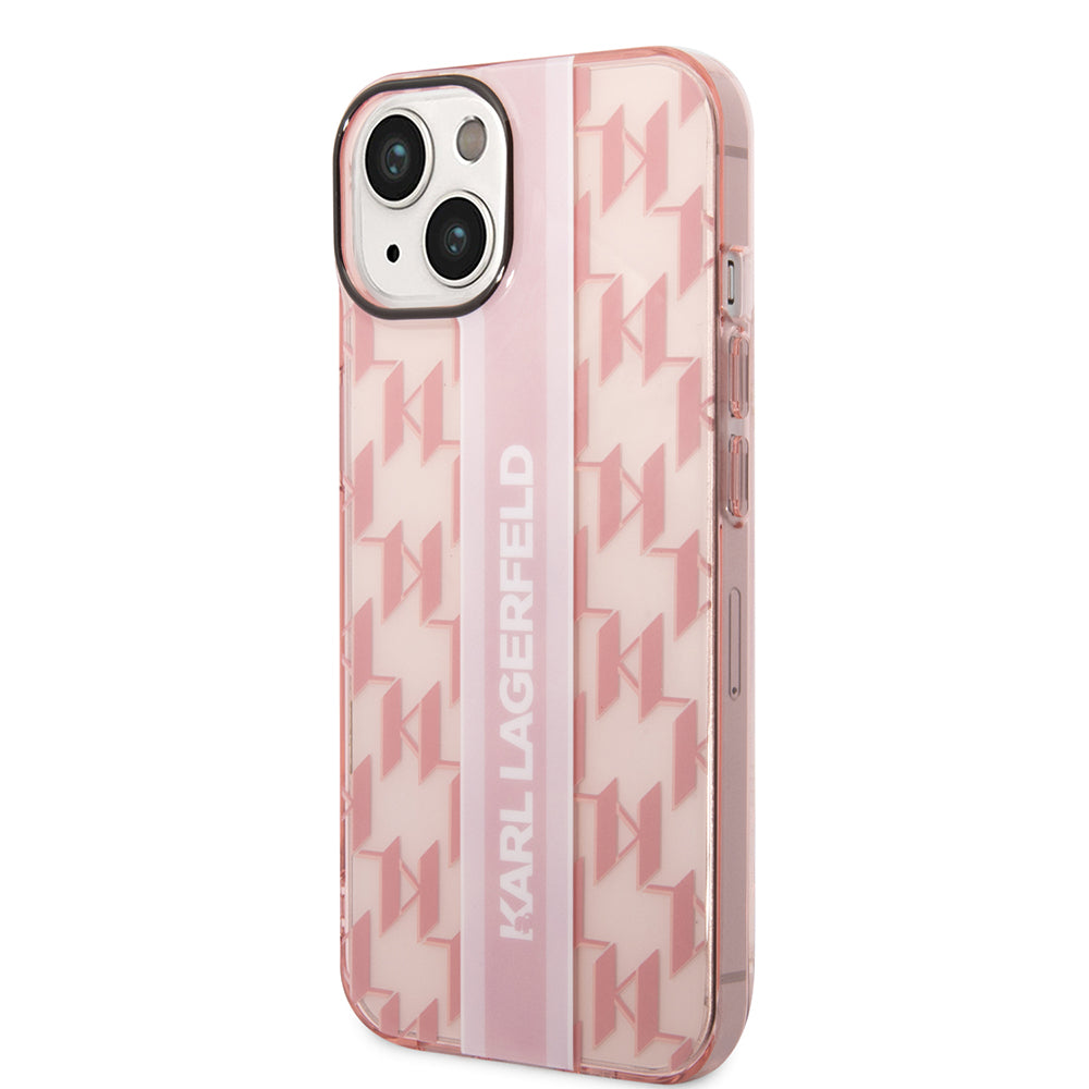Fodral för Apple iPhone 14 Plus, Karl Lagerfeld, Monogram Stripe, Rosa