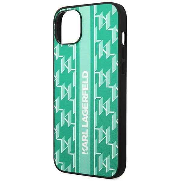 Fodral för Apple iPhone 14 Plus, Karl Lagerfeld, Monogram Stripe, Grön