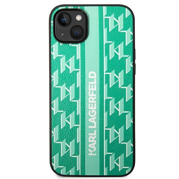 Fodral för Apple iPhone 14 Plus, Karl Lagerfeld, Monogram Stripe, Grön