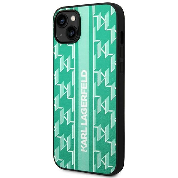 Fodral för Apple iPhone 14 Plus, Karl Lagerfeld, Monogram Stripe, Grön