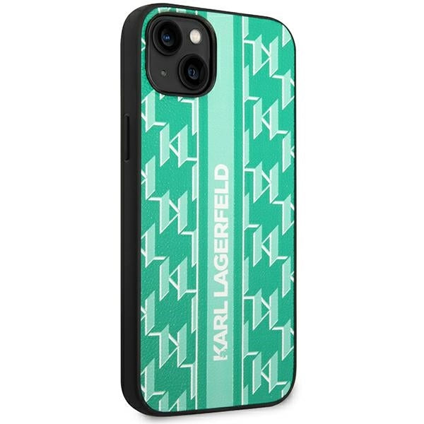 Fodral för Apple iPhone 14 Plus, Karl Lagerfeld, Monogram Stripe, Grön