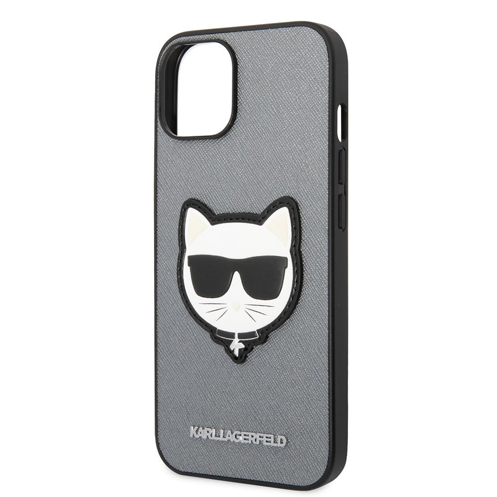 Fodral för Apple iPhone 14 Plus, Karl Lagerfeld, Saffiano Choupette's Head, Silver