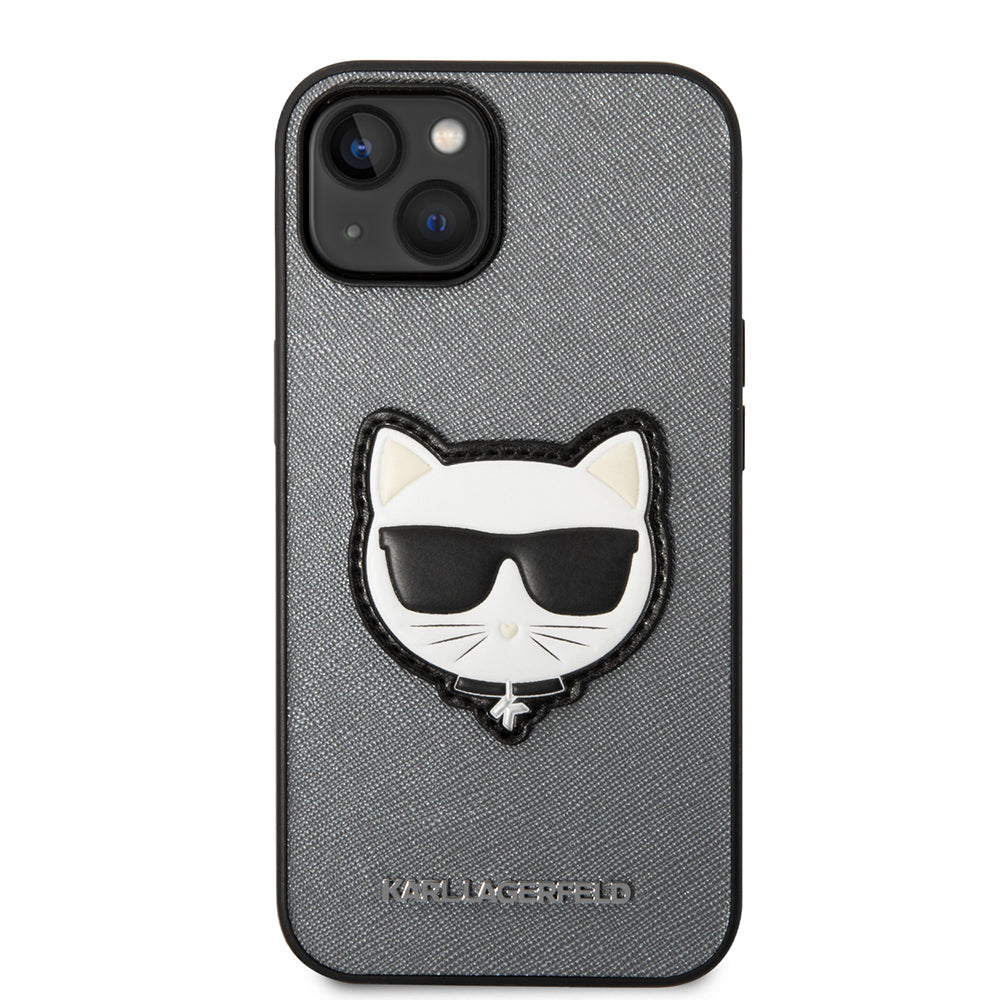 Fodral för Apple iPhone 14 Plus, Karl Lagerfeld, Saffiano Choupette's Head, Silver