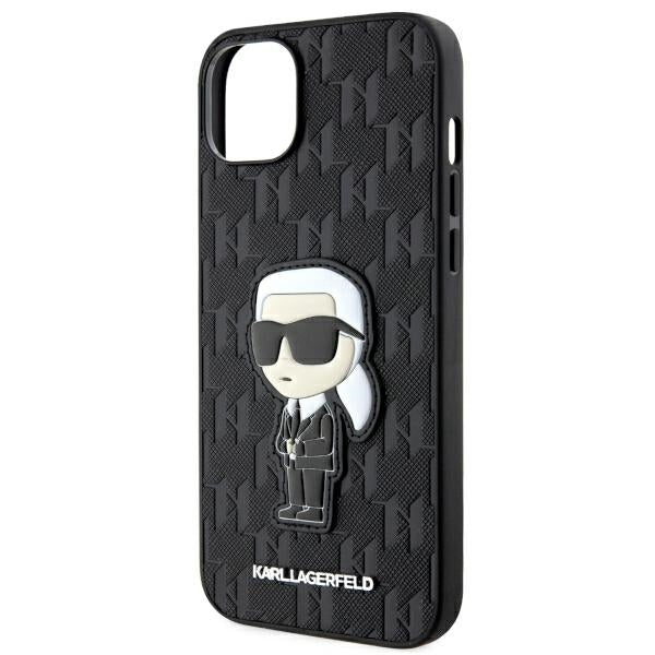 Fodral för Apple iPhone 14 Plus, Karl Lagerfeld, Saffiano Monogram Ikonik Karl, Svart