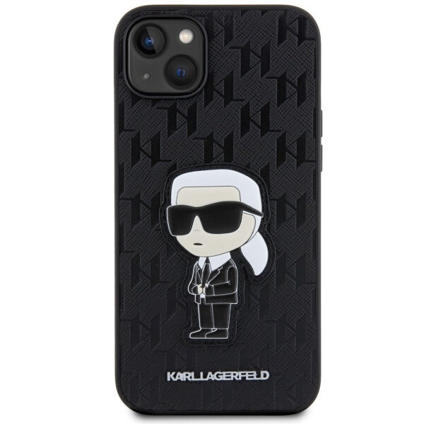 Fodral för Apple iPhone 14 Plus, Karl Lagerfeld, Saffiano Monogram Ikonik Karl, Svart