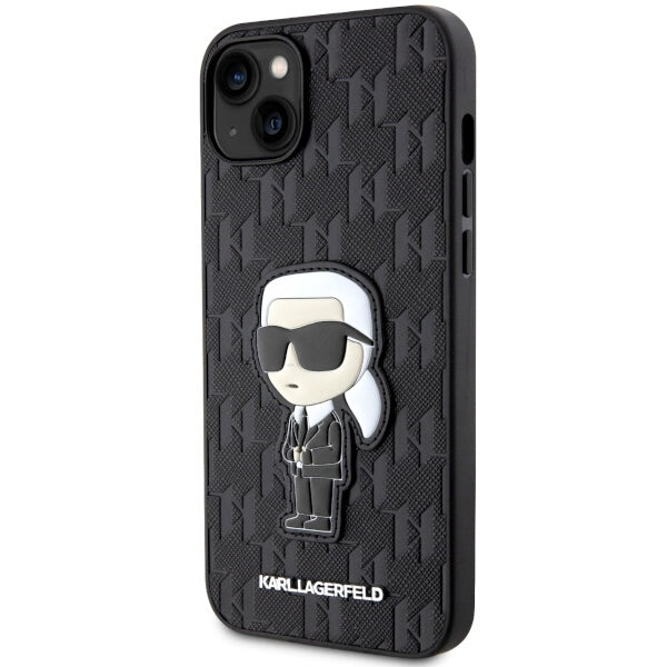 Fodral för Apple iPhone 14 Plus, Karl Lagerfeld, Saffiano Monogram Ikonik Karl, Svart