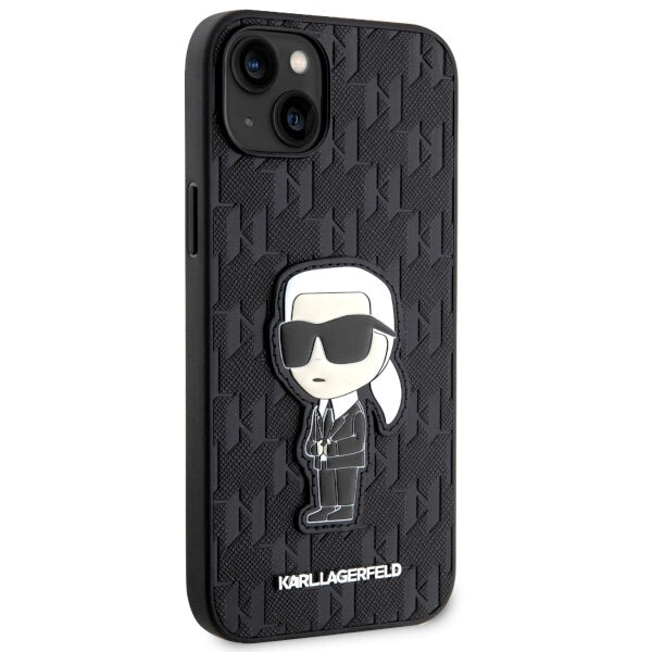Fodral för Apple iPhone 14 Plus, Karl Lagerfeld, Saffiano Monogram Ikonik Karl, Svart