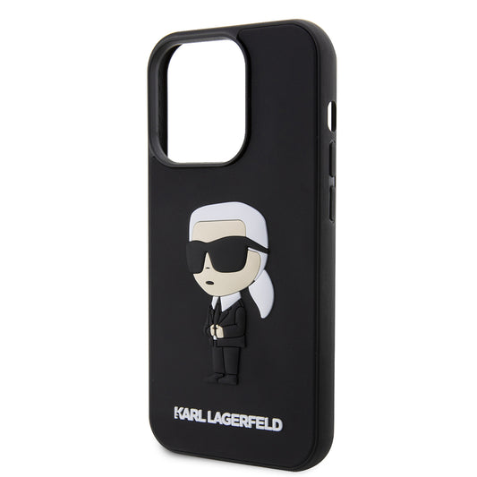 Skyddsfodral för Apple iPhone 14 Pro, Karl Lagerfeld, 3D Rubber Ikonik Karl, Svart