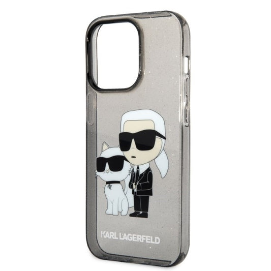 Fodral för Apple iPhone 14 Pro, Karl Lagerfeld, Glitter Karl & Choupette, Svart