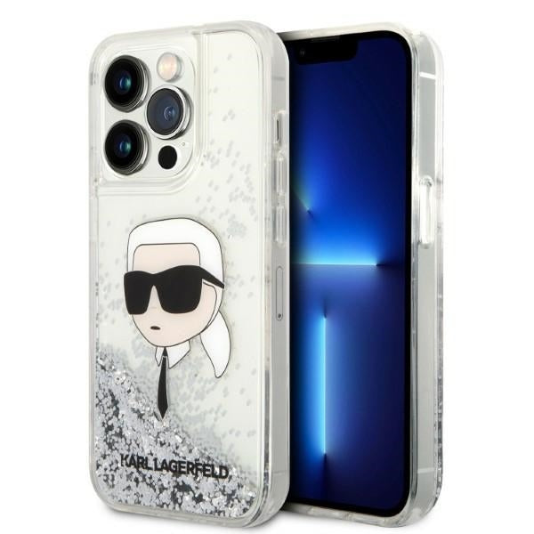 Fodral för Apple iPhone 14 Pro, Karl Lagerfeld, Glitter Karl's Head, Silver