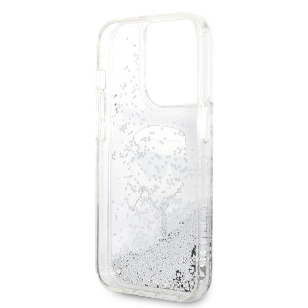 Fodral för Apple iPhone 14 Pro, Karl Lagerfeld, Glitter Karl's Head, Silver