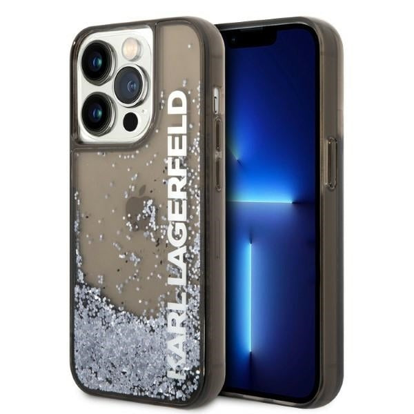 Fodral för Apple iPhone 14 Pro, Karl Lagerfeld, Liquid Glitter KL Logo, Svart