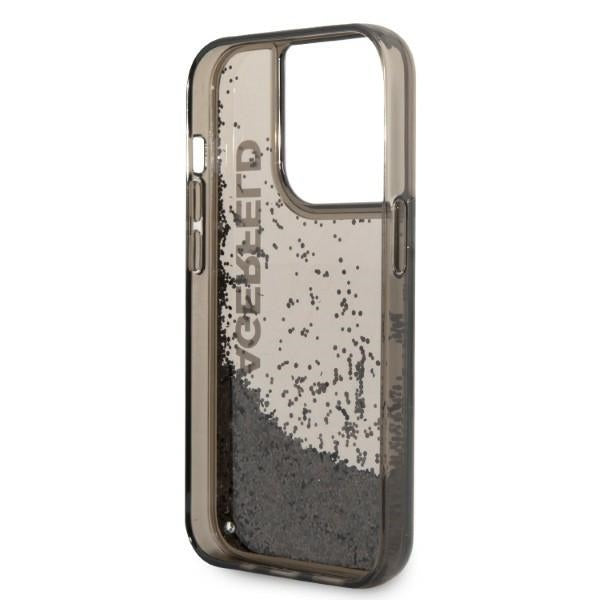 Fodral för Apple iPhone 14 Pro, Karl Lagerfeld, Liquid Glitter KL Logo, Svart