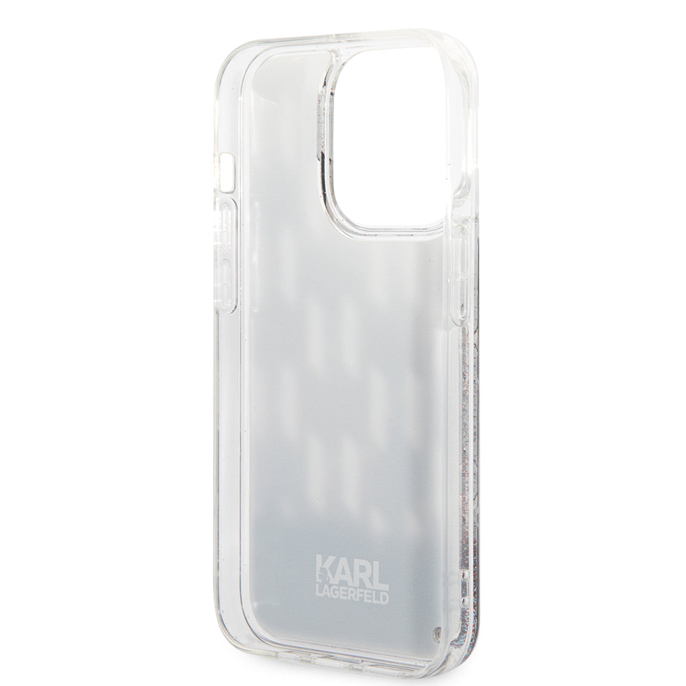 Fodral för Apple iPhone 14 Pro, Karl Lagerfeld, Liquid Glitter Monogram, Svart