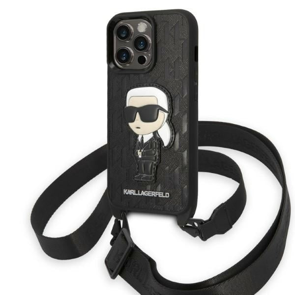 Fodral för Apple iPhone 14 Pro, Karl Lagerfeld, Monogram Ikonik Karl, Svart