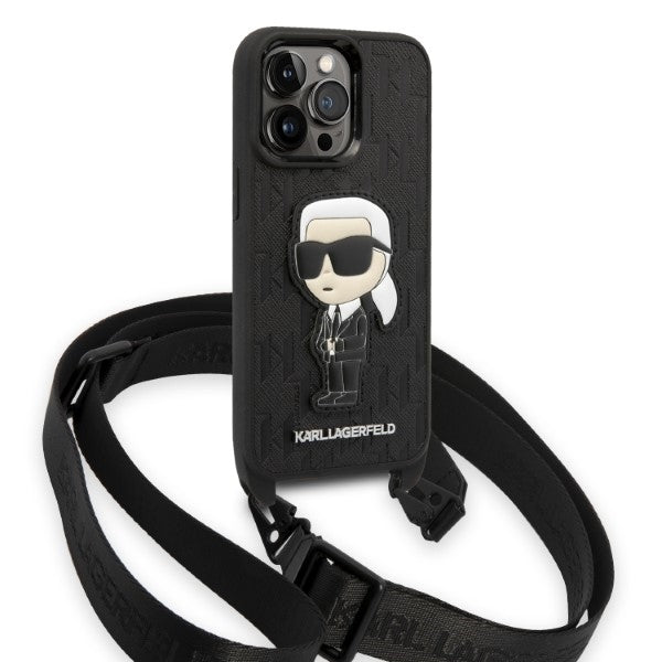 Fodral för Apple iPhone 14 Pro, Karl Lagerfeld, Monogram Ikonik Karl, Svart