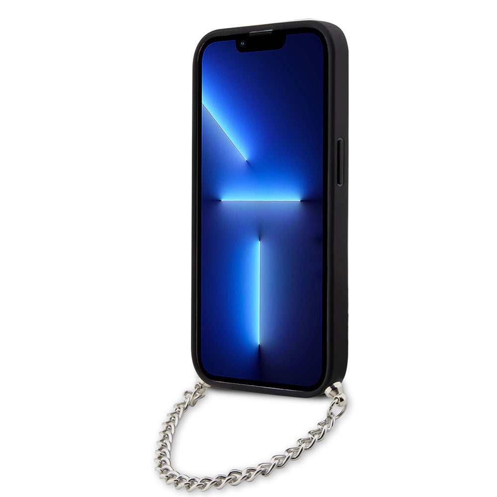 Fodral för Apple iPhone 14 Pro, Karl Lagerfeld, Saffiano Monogram Chain, Svart