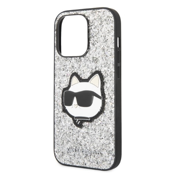 Fodral för Apple iPhone 14 Pro Max, Karl Lagerfeld, Glitter Choupette Patch, Silver