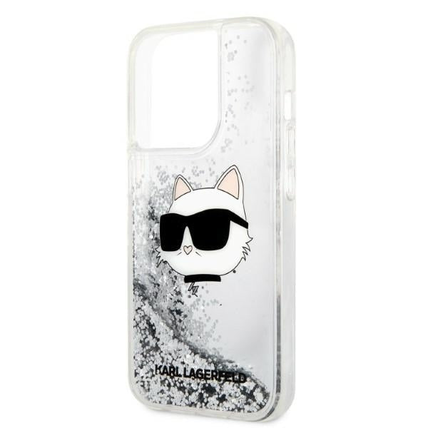 Fodral för Apple iPhone 14 Pro Max, Karl Lagerfeld, Glitter Choupette's Head, Silver