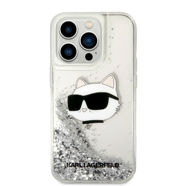 Fodral för Apple iPhone 14 Pro Max, Karl Lagerfeld, Glitter Choupette's Head, Silver