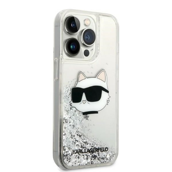 Fodral för Apple iPhone 14 Pro Max, Karl Lagerfeld, Glitter Choupette's Head, Silver