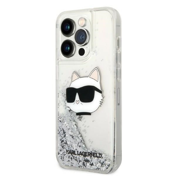 Fodral för Apple iPhone 14 Pro Max, Karl Lagerfeld, Glitter Choupette's Head, Silver