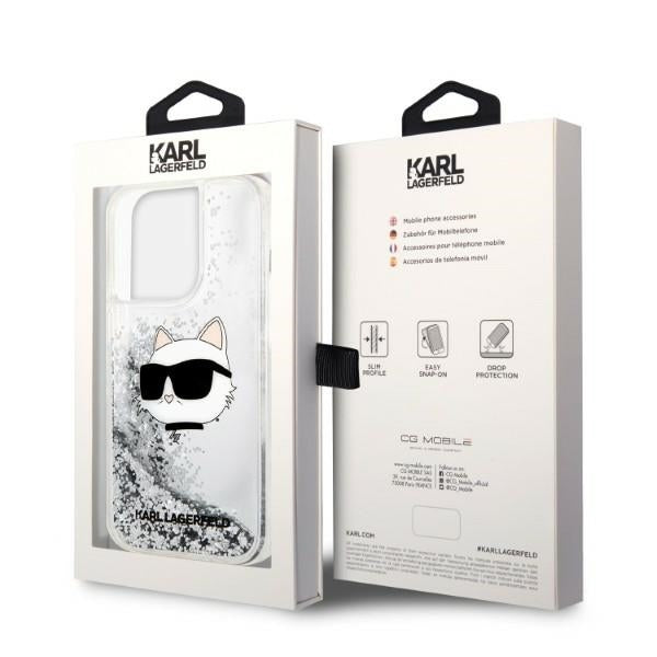 Fodral för Apple iPhone 14 Pro Max, Karl Lagerfeld, Glitter Choupette's Head, Silver