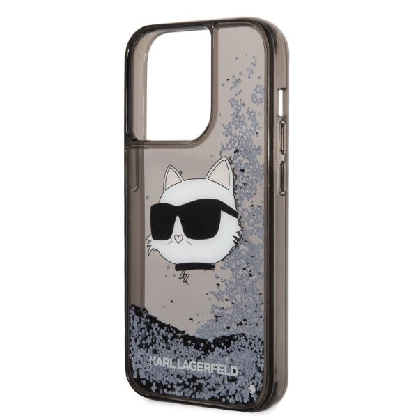 Skyddsfodral för Apple iPhone 14 Pro Max, Karl Lagerfeld, Glitter Choupette's Head, Svart.
