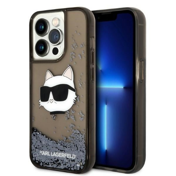 Skyddsfodral för Apple iPhone 14 Pro Max, Karl Lagerfeld, Glitter Choupette's Head, Svart.