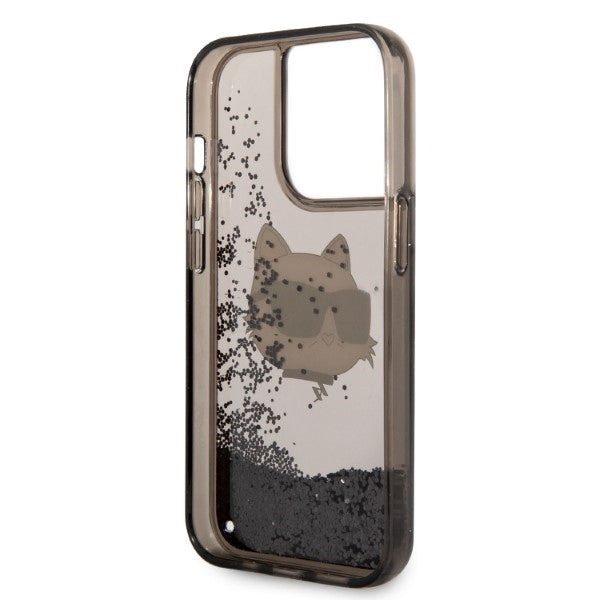 Skyddsfodral för Apple iPhone 14 Pro Max, Karl Lagerfeld, Glitter Choupette's Head, Svart.