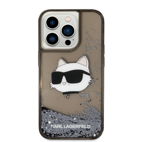 Skyddsfodral för Apple iPhone 14 Pro Max, Karl Lagerfeld, Glitter Choupette's Head, Svart.