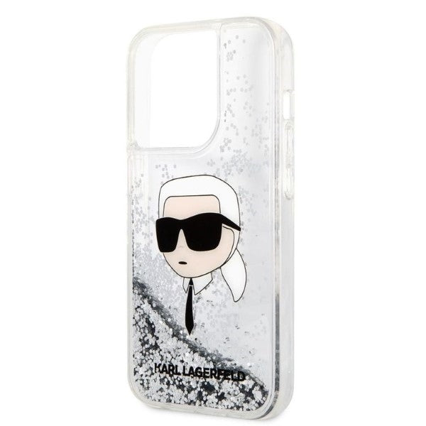 Fodral för Apple iPhone 14 Pro Max, Karl Lagerfeld, Glitter Karl's Head, Silver