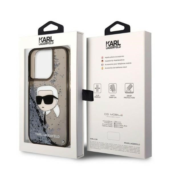 Fodral för Apple iPhone 14 Pro Max, Karl Lagerfeld, Glitter Karl's Head, Svart