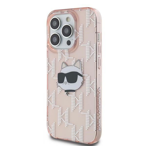 Fodral för Apple iPhone 14 Pro Max, Karl Lagerfeld, IML Luxury Monogram Choupette's Head, Rosa