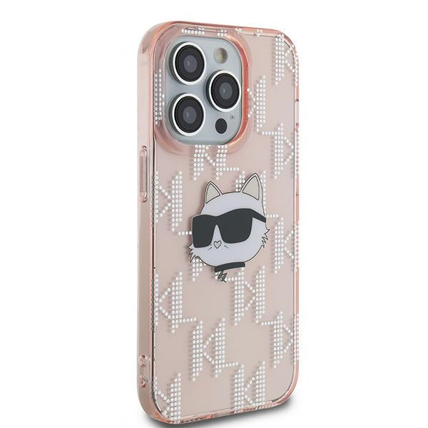 Fodral för Apple iPhone 14 Pro Max, Karl Lagerfeld, IML Luxury Monogram Choupette's Head, Rosa